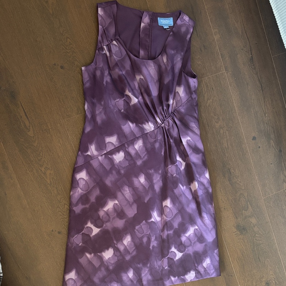 Simple Vera Collection Purple Plum Printed Sleeveless Midi Dress